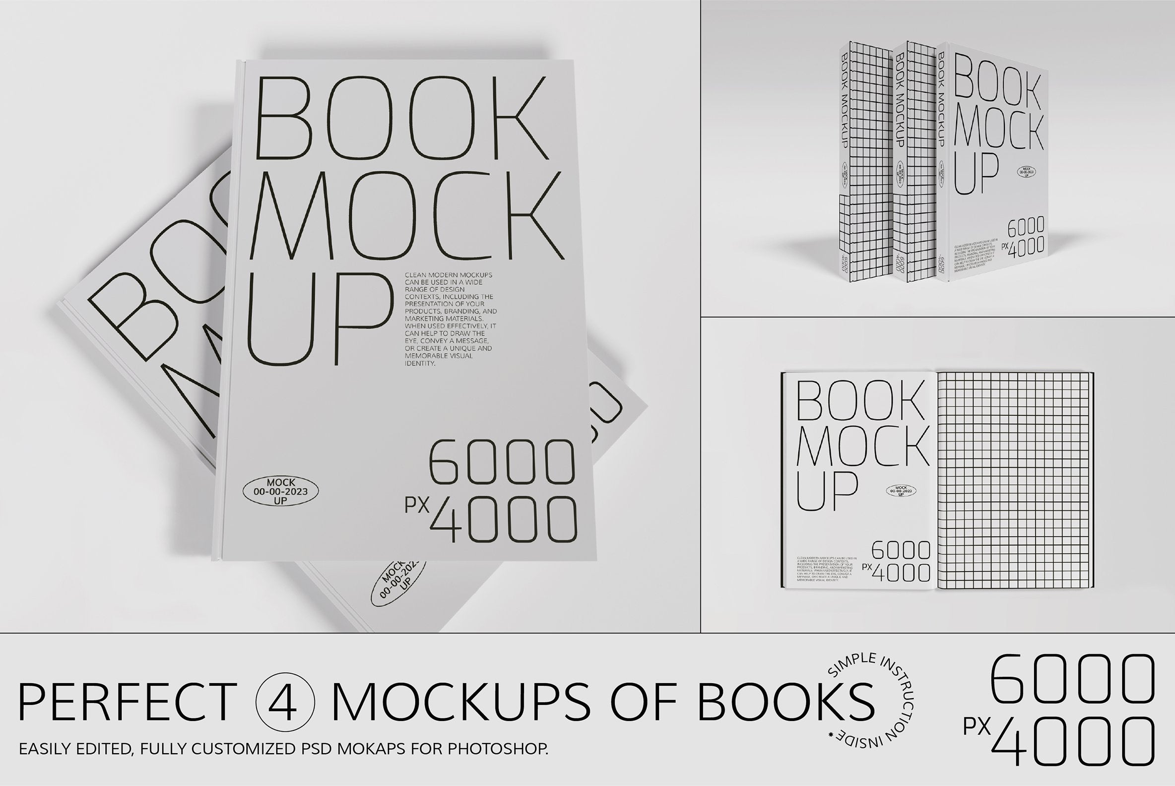 4 Book Mockups Set