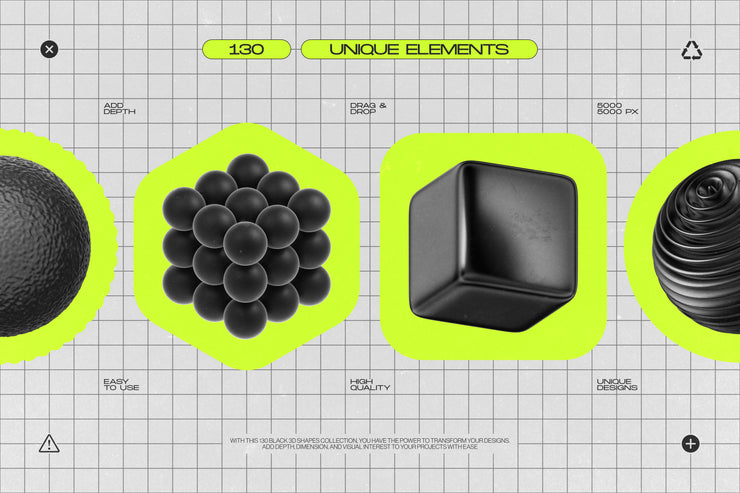 130 Black 3D Elements Collection Vol.1