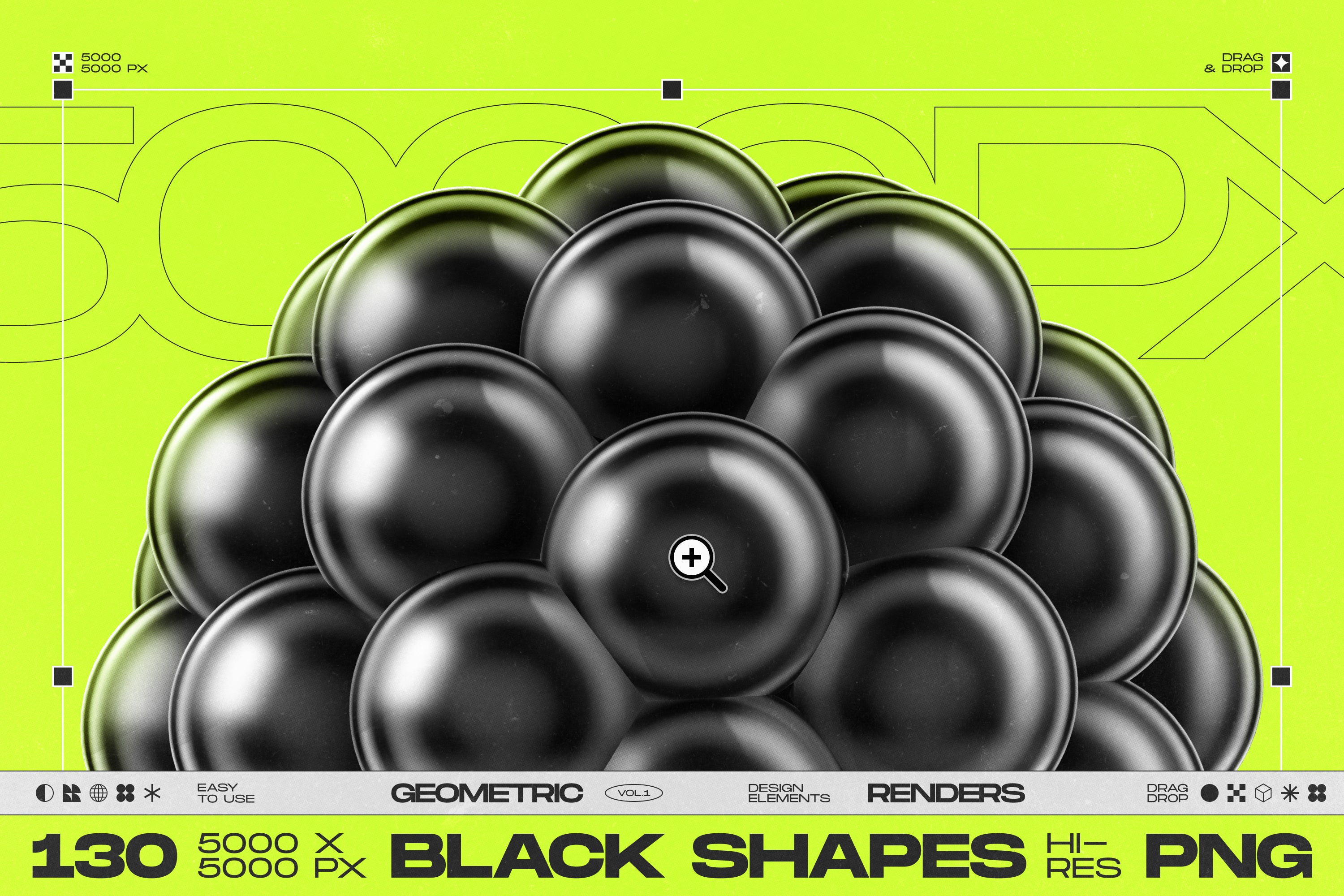 130 Black 3D Elements Collection Vol.1