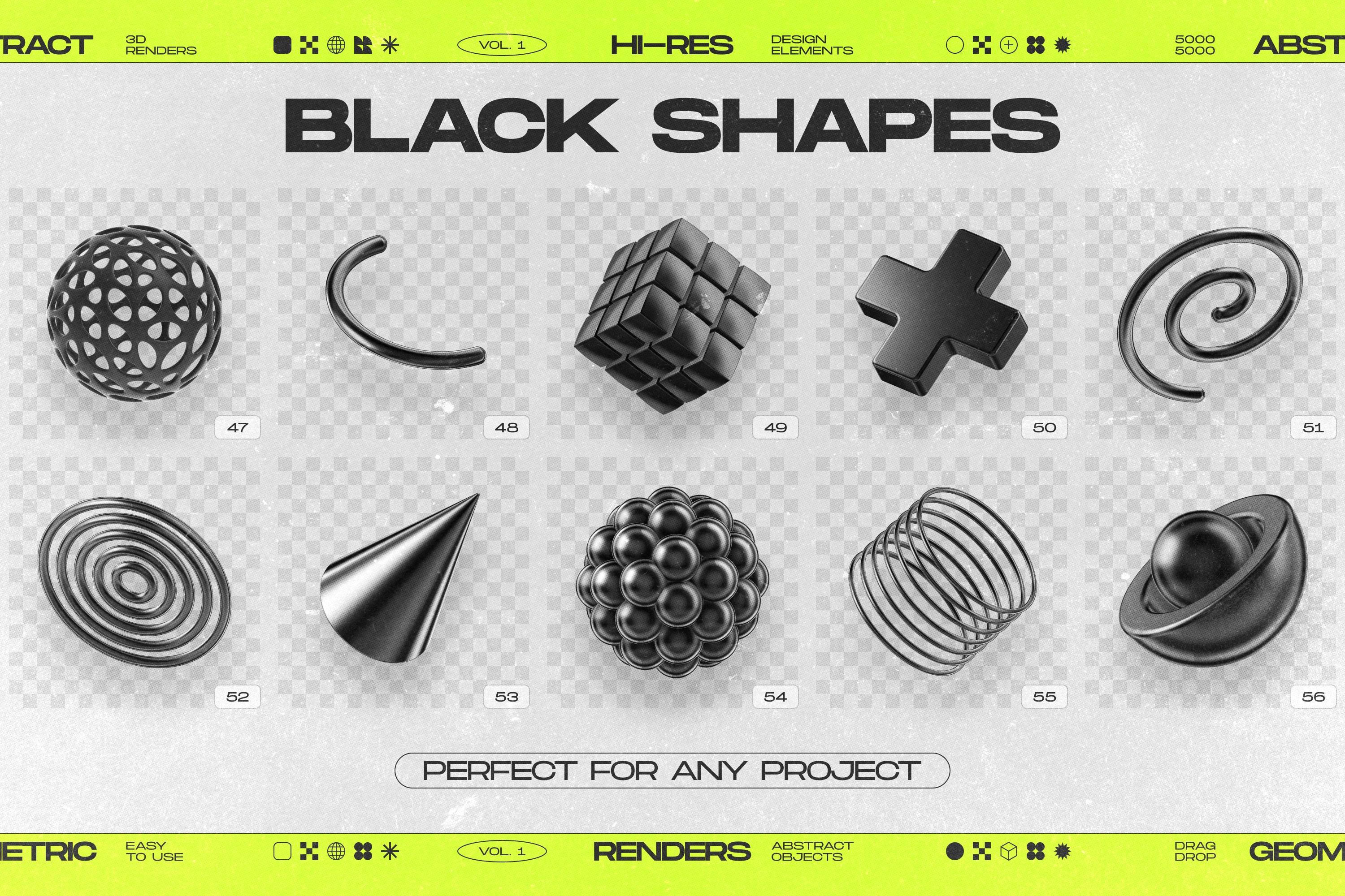 130 Black 3D Elements Collection Vol.1