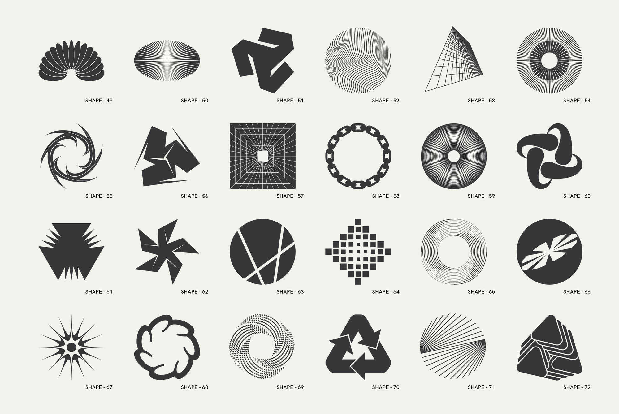 120 Abstract Geometric Shapes. Part 1