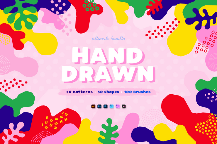 Hand-Drawn Seamless Patterns, Shapes & Brushes