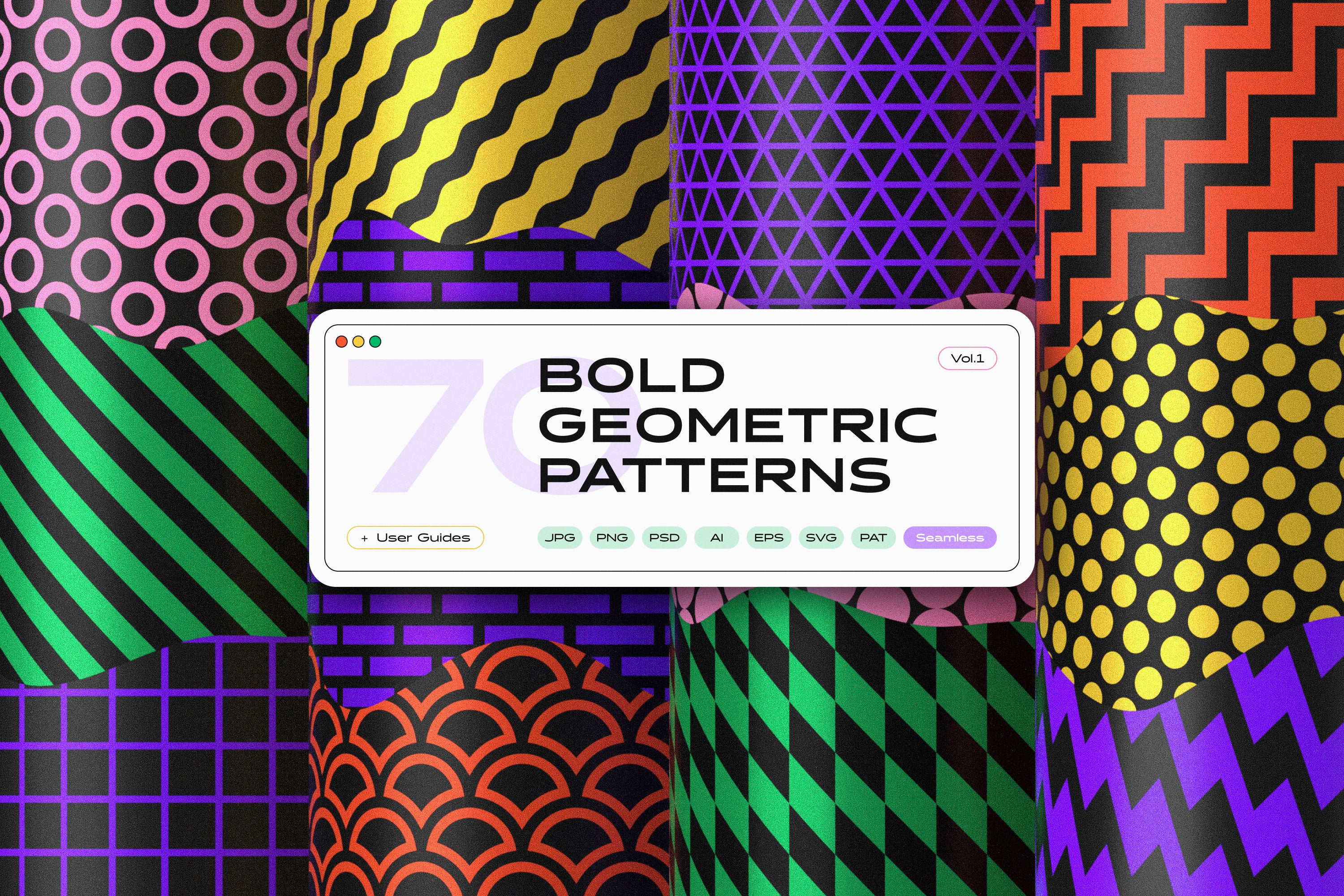 Bold Geometric Seamless Patterns Collection