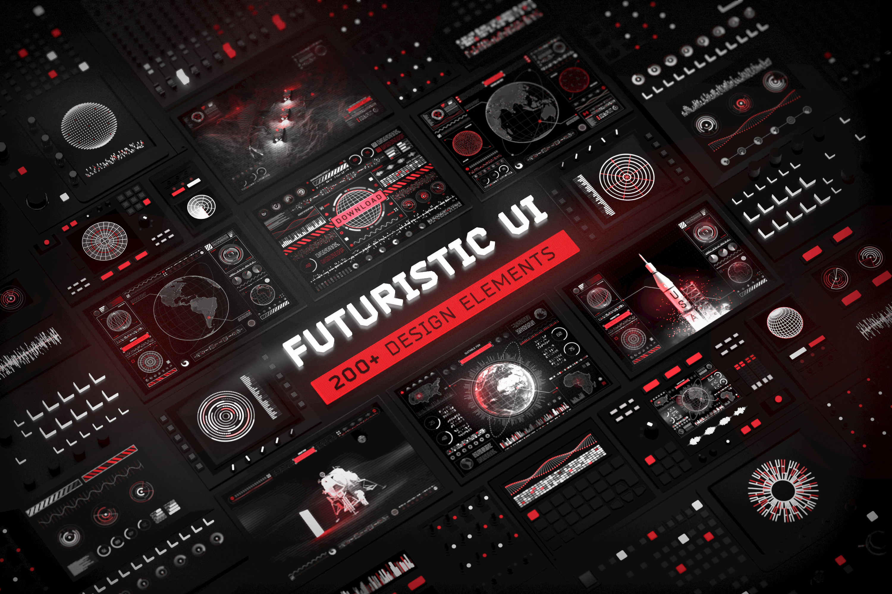 Futuristic UI Kit - 200 Design Elements