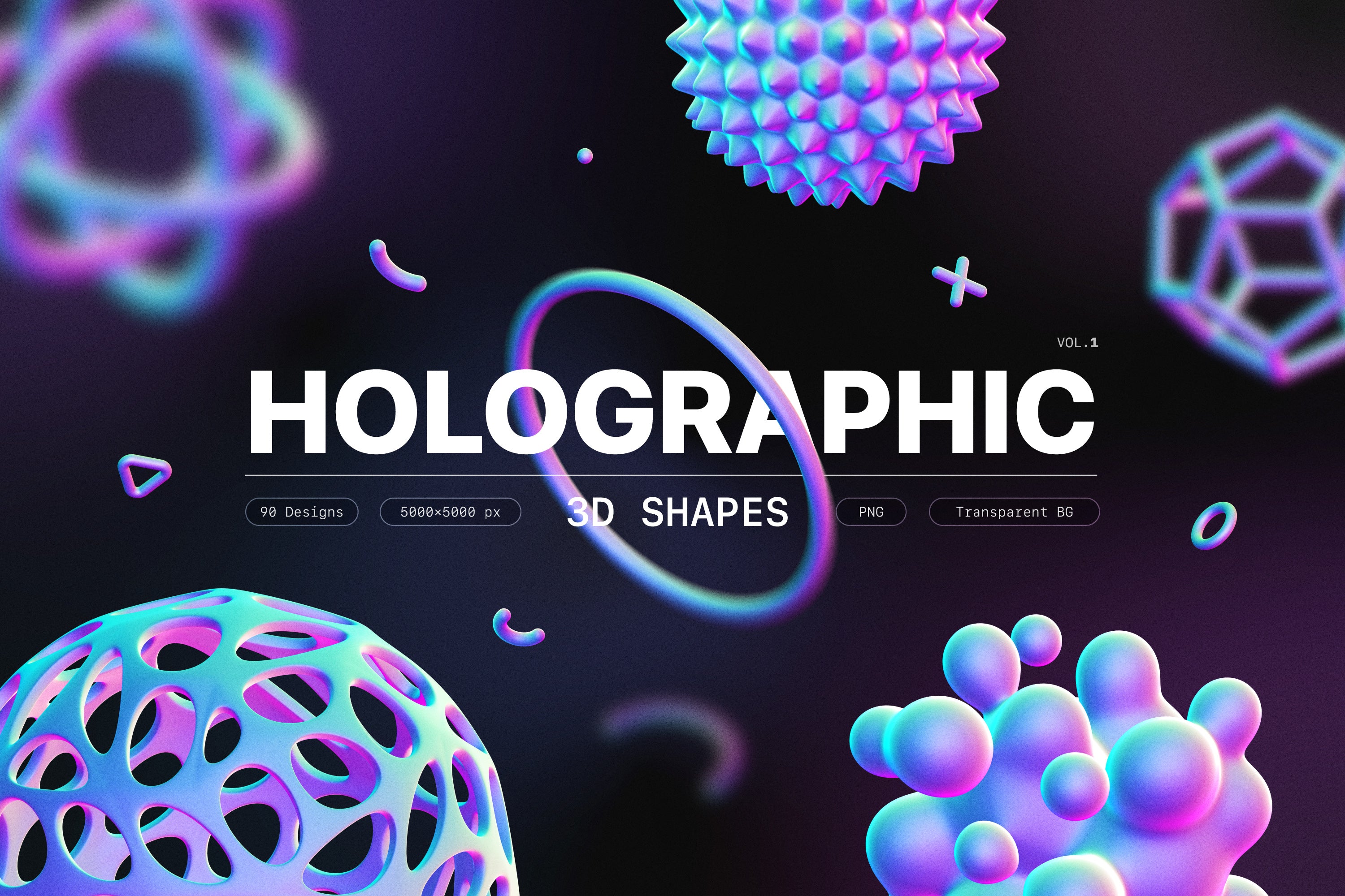 Holographic 3D Shapes Collection