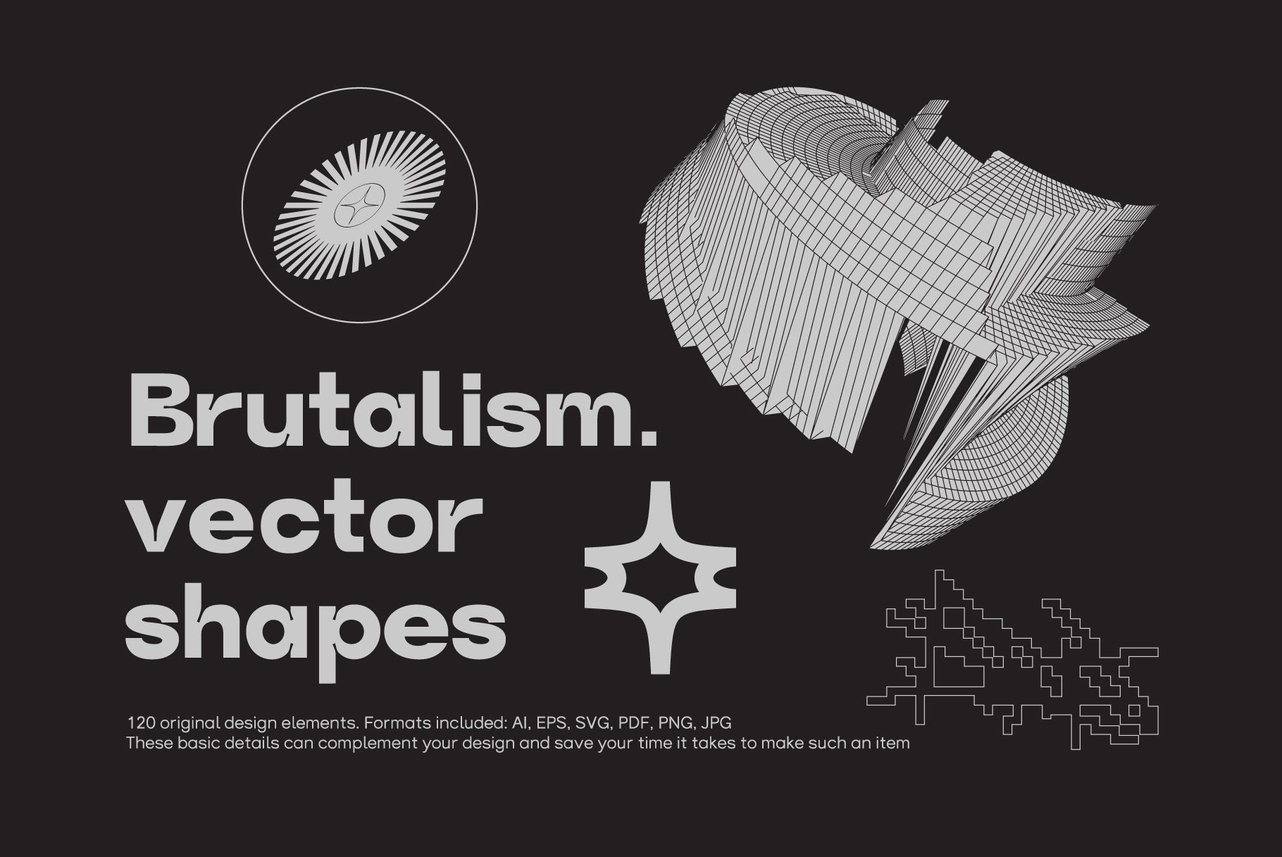 Brutalism. 120 Vector shapes