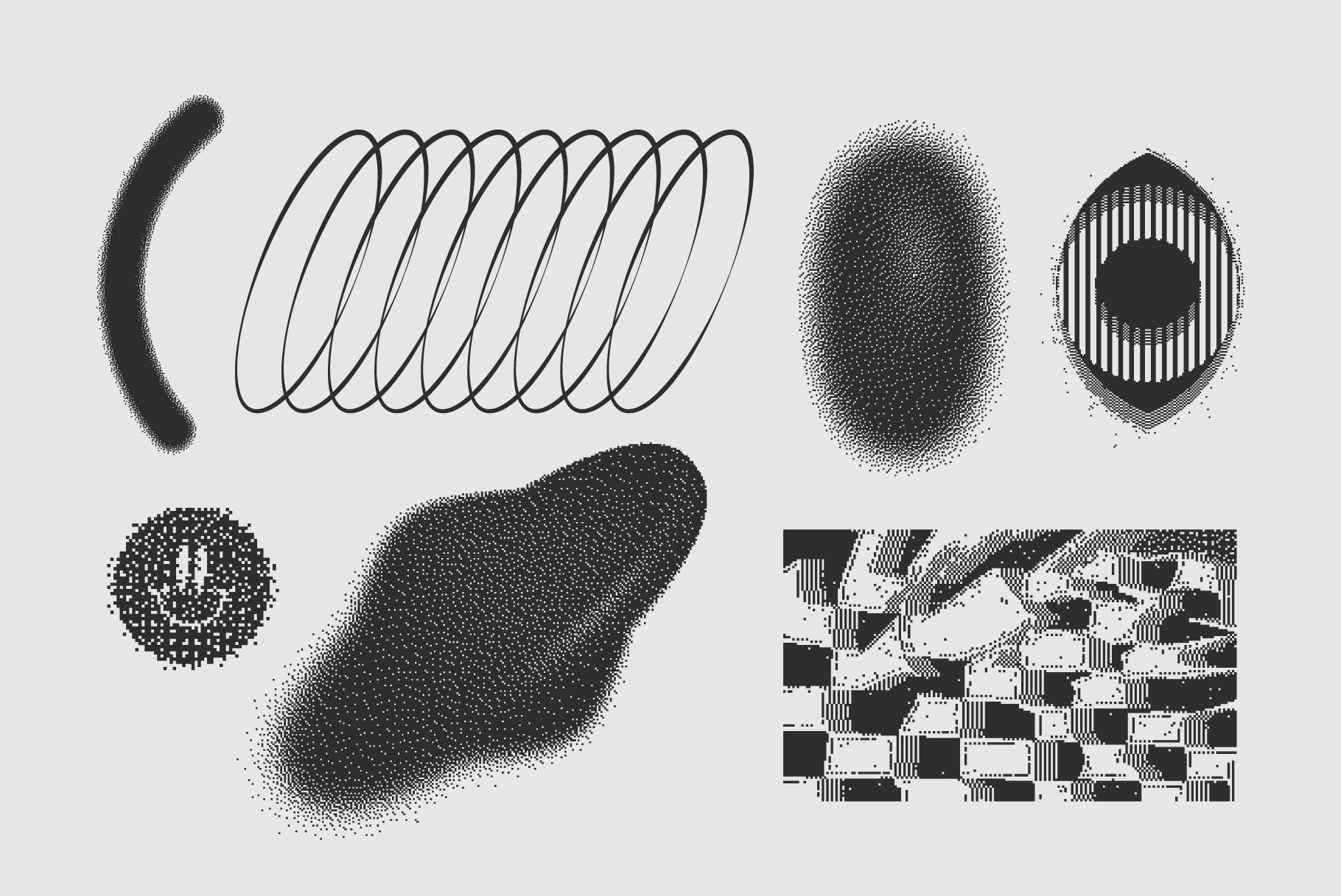 120 Vector Dither Textured Clip Art Shapes Set