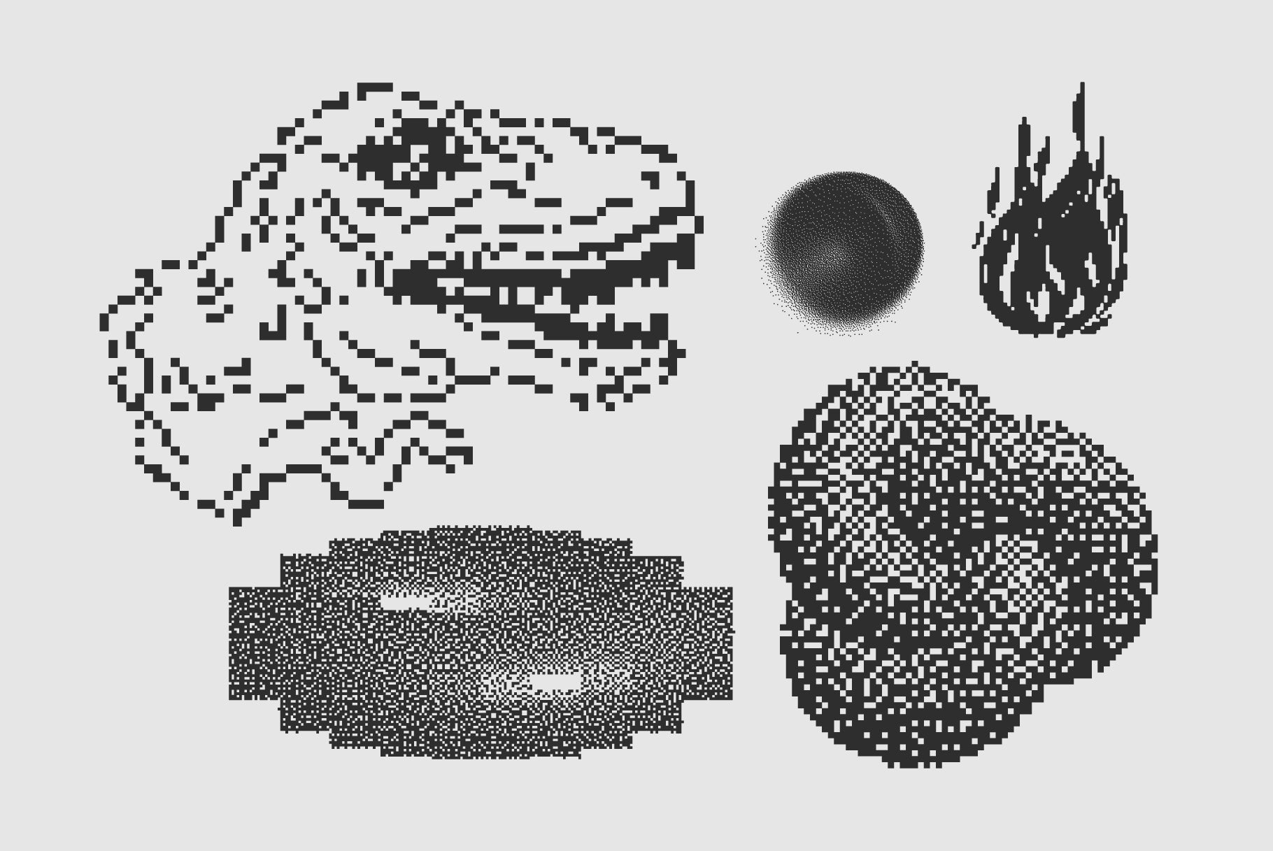 120 Vector Dither Textured Clip Art Shapes Set