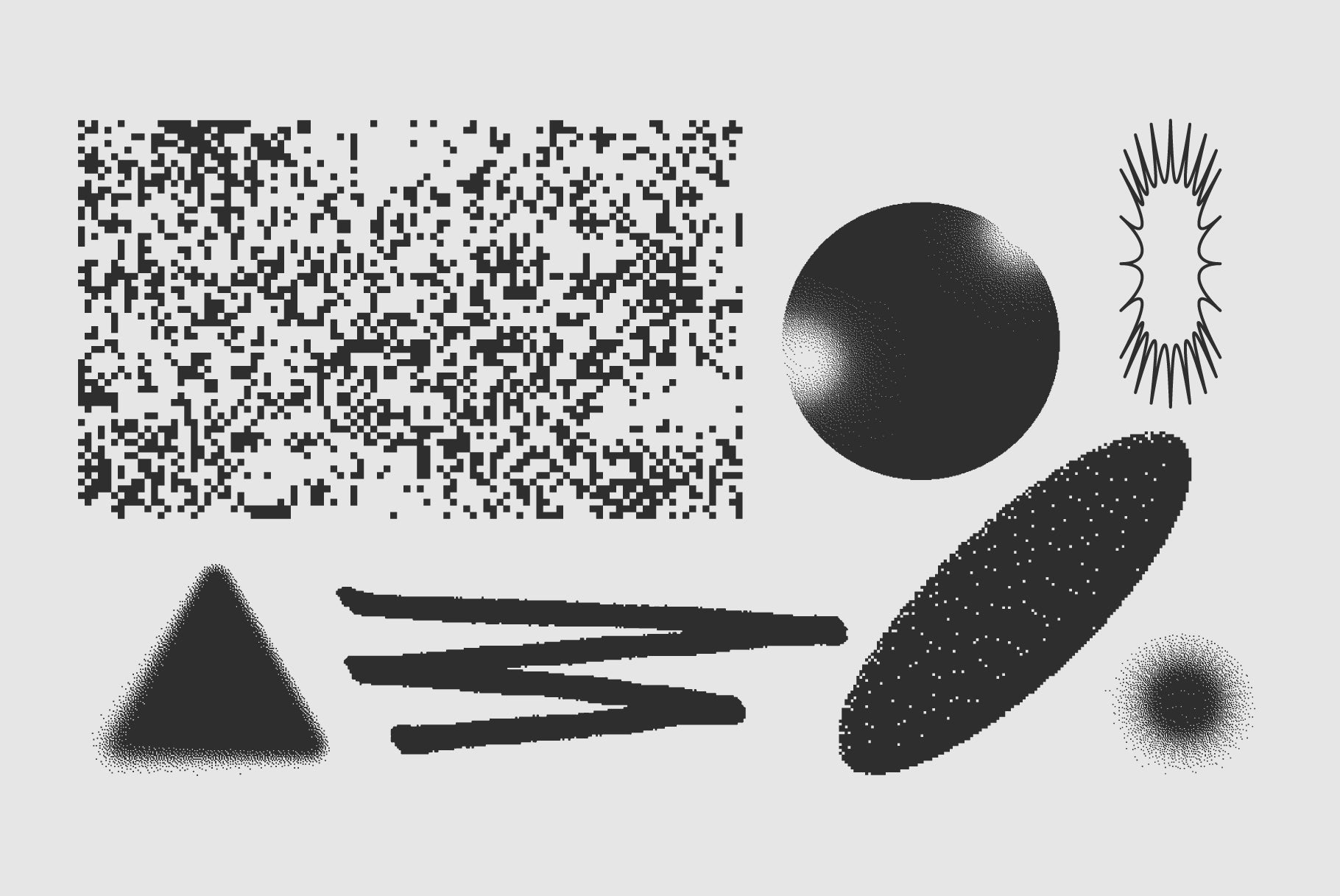 120 Vector Dither Textured Clip Art Shapes Set