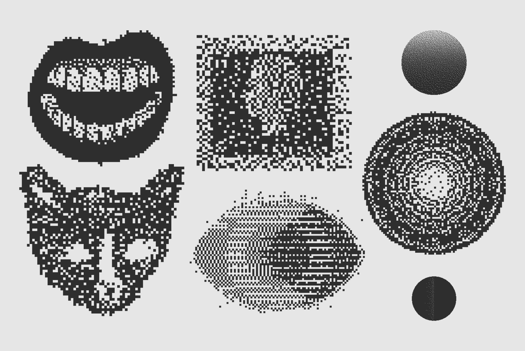 120 Vector Dither Textured Clip Art Shapes Set