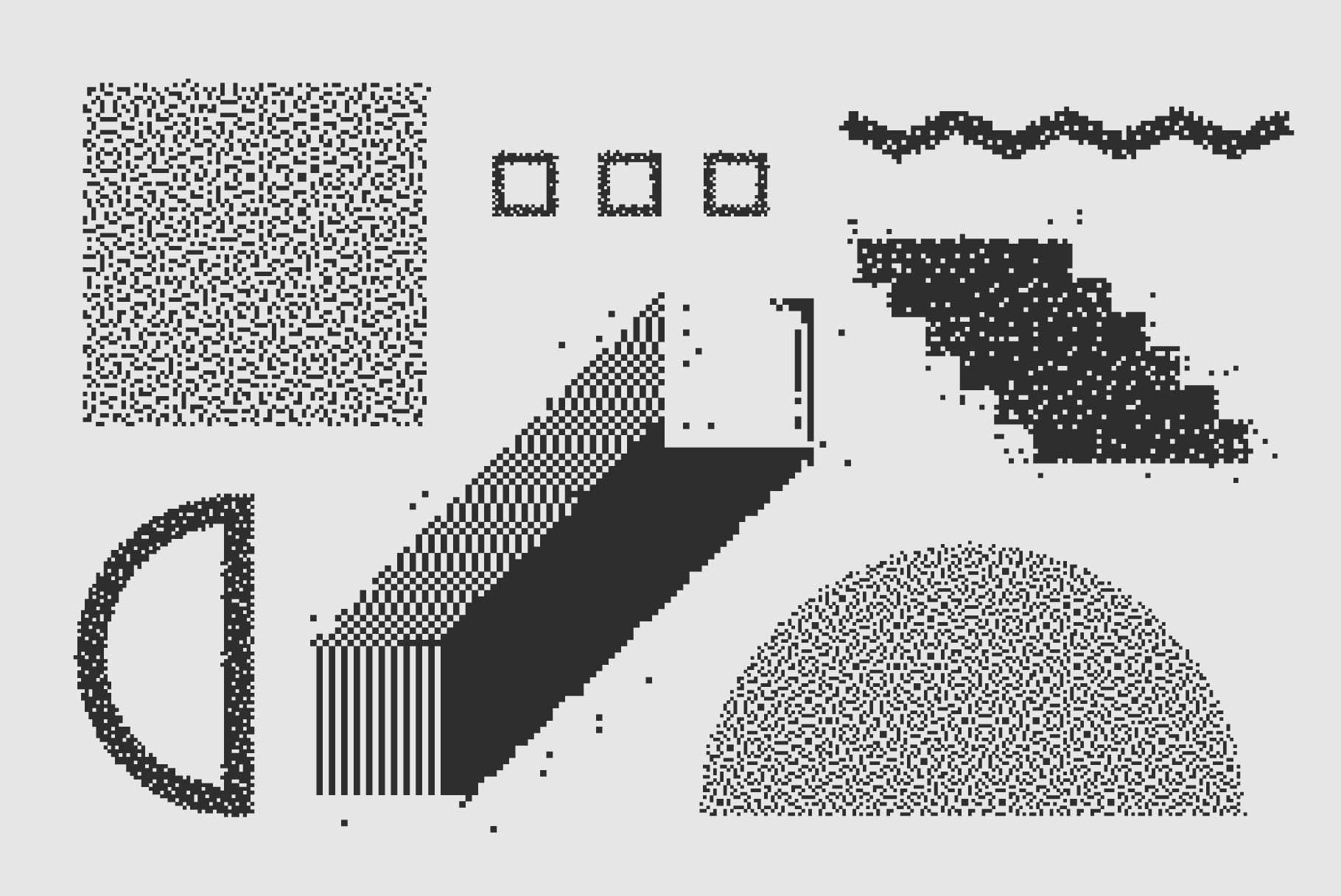 120 Vector Dither Textured Clip Art Shapes Set