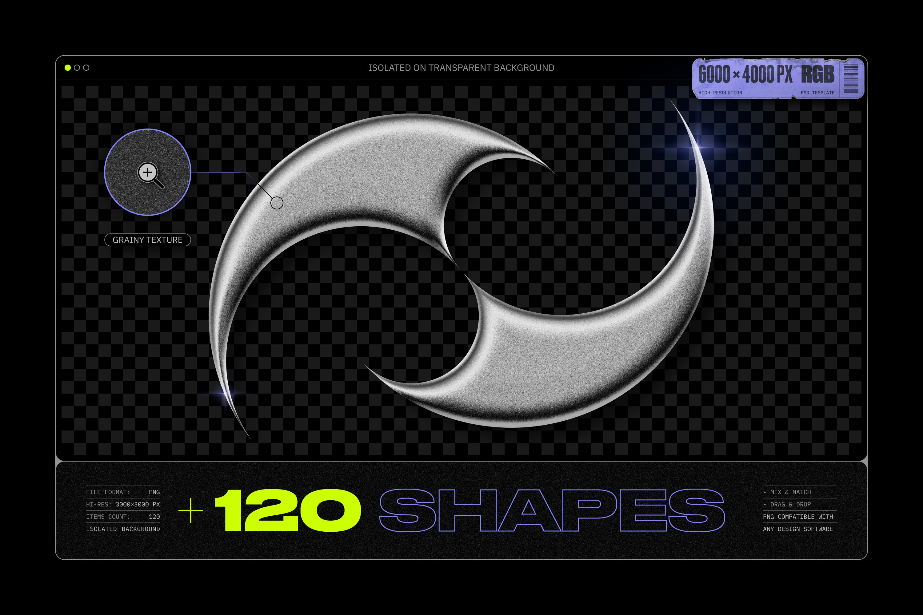 Chrome 3D Effect for Photoshop + 120 Shapes