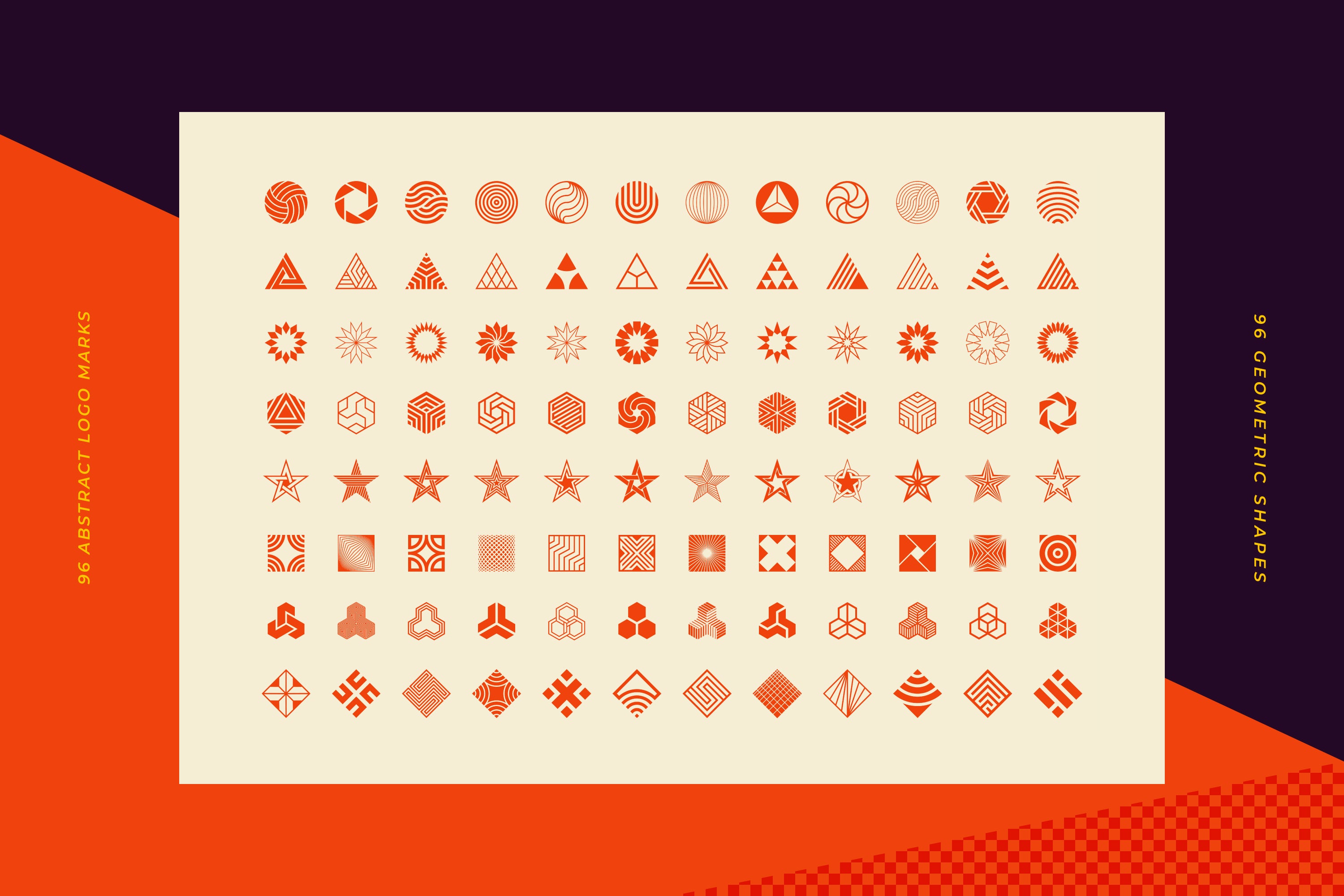 96 Abstract Logo Marks and Geometric Shapes Collection