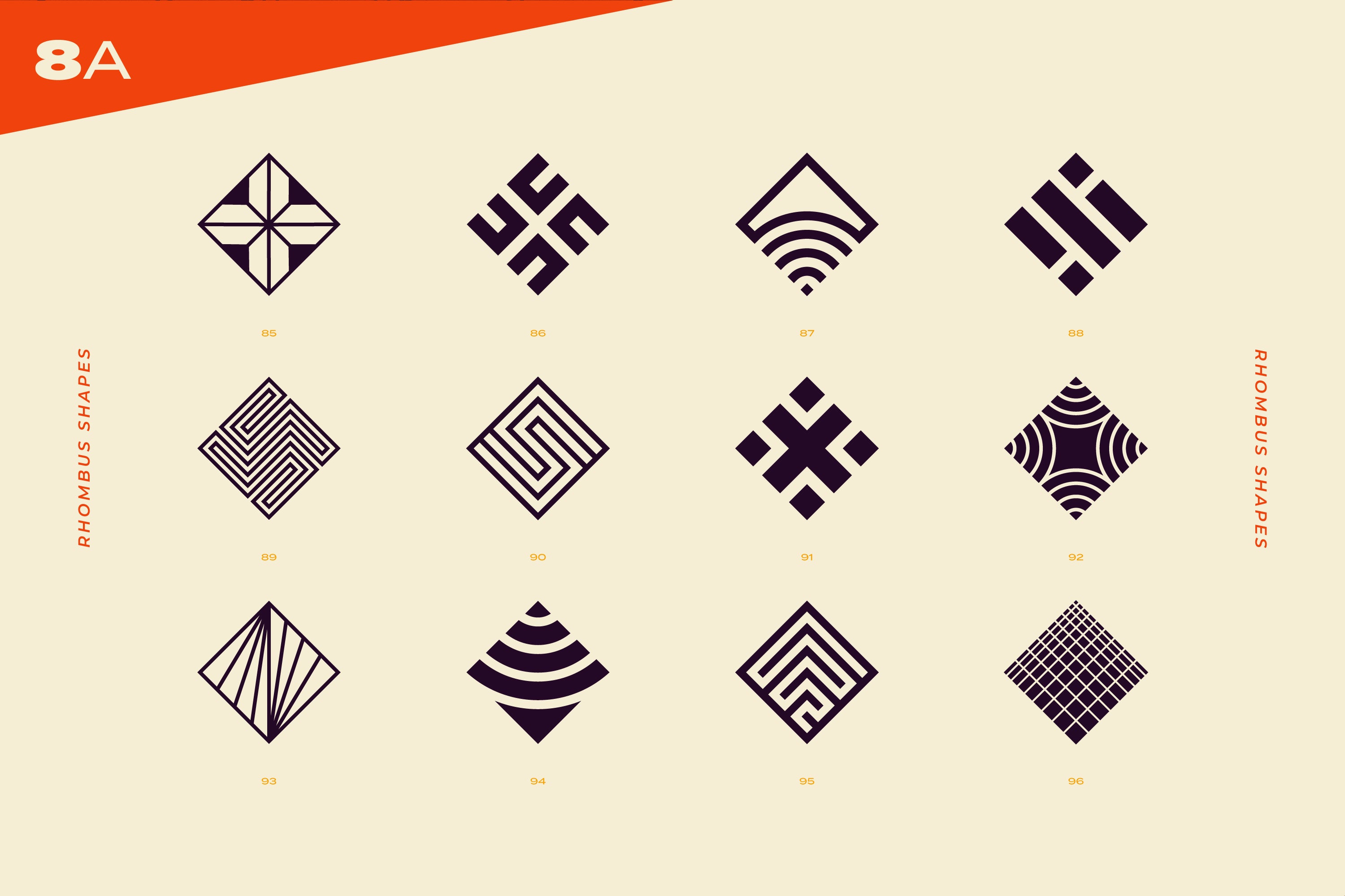 96 Abstract Logo Marks and Geometric Shapes Collection